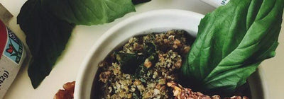 Sprouted Pumpkin Seed and Walnut Pesto Crumble (Recipe)