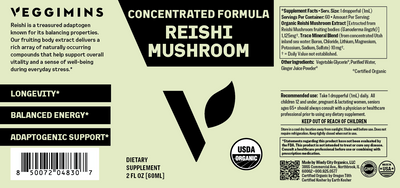 Veggimins Vitamins Organic Reishi Mushroom 2oz