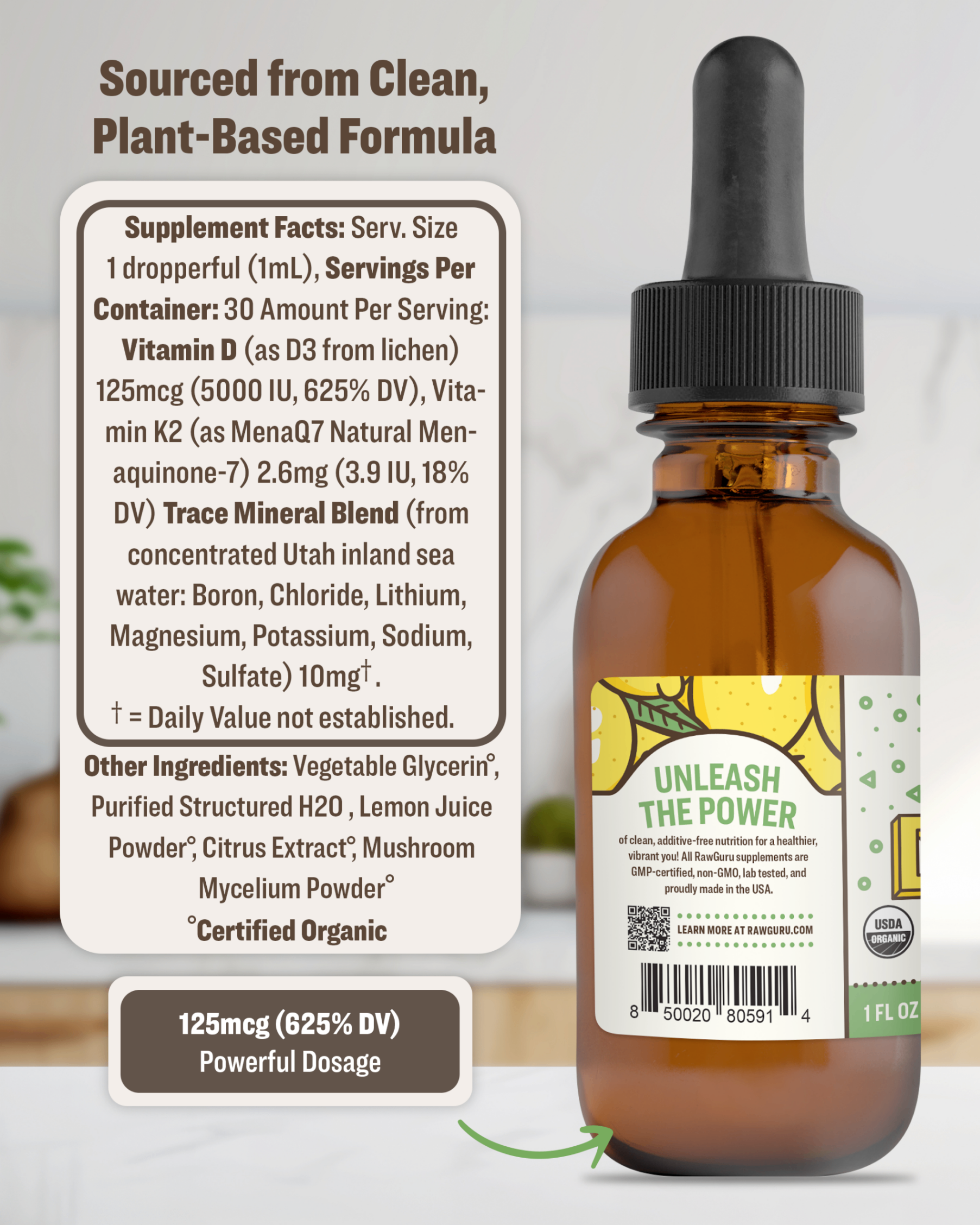 Organic Nano Vitamin D3 + K2 Tincture