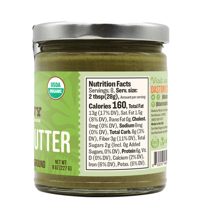 nutrition facts dastony raw organic stone ground pistachio butter