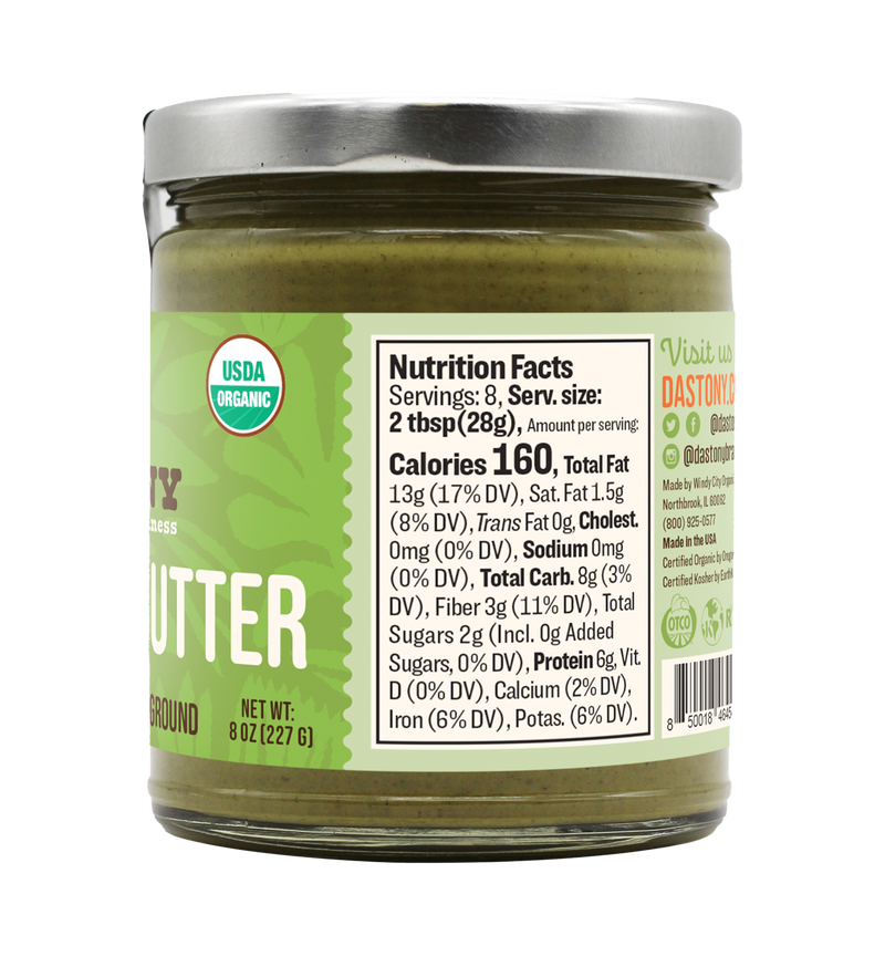 nutrition facts dastony raw organic stone ground pistachio butter