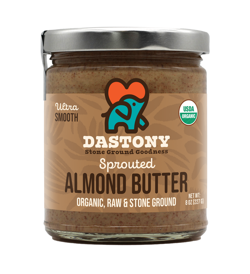 dastony organic raw stone ground sprouted almond butter