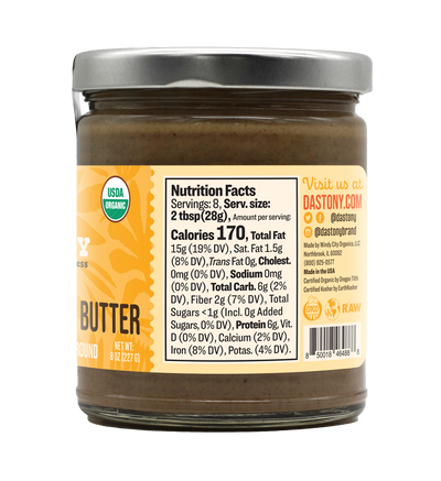 nutrition facts dastony organic raw stone ground sprouted sunflower seed butter