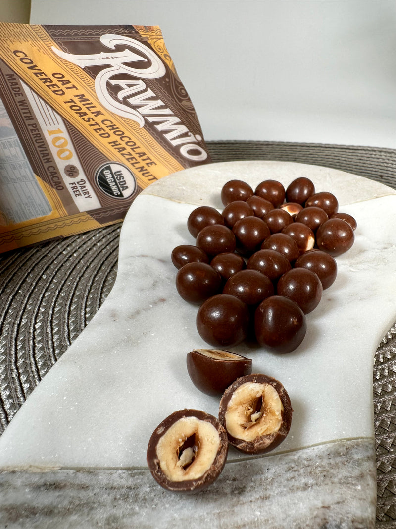 Oat Milk Chocolate Covered Toasted Hazelnuts open box