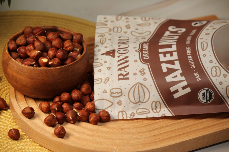 Raw Organic Hazelnuts  open box