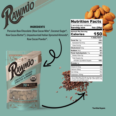 Back of package with ingredients and nutritional value.