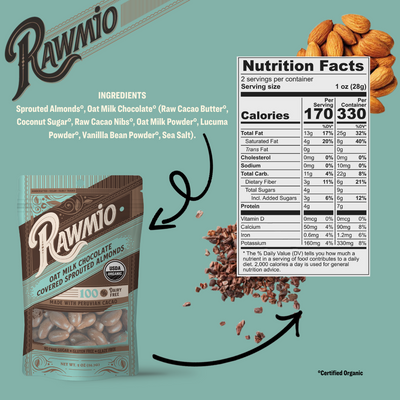 Back of package with ingredients and nutritional value.