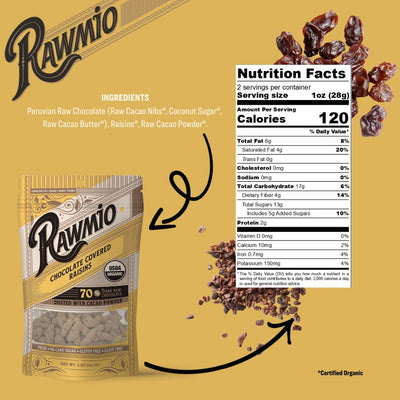 Back of package with ingredients and nutritional value.