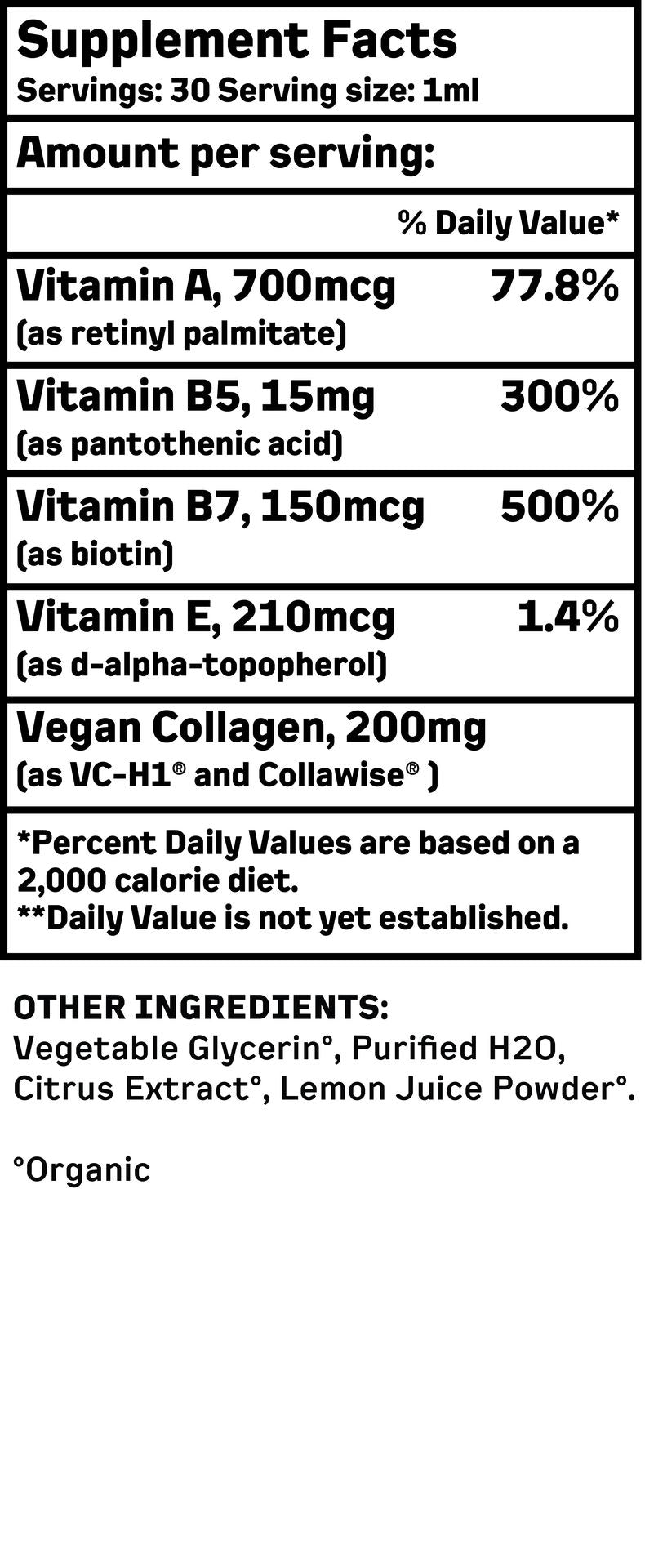 Veggimins True Liquid Vegan Collagen, 1oz