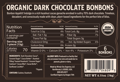 Rawmio 70% Dark Chocolate Bon Bons, 6ea