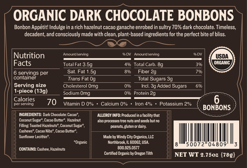Rawmio 70% Dark Chocolate Bon Bons, 6ea