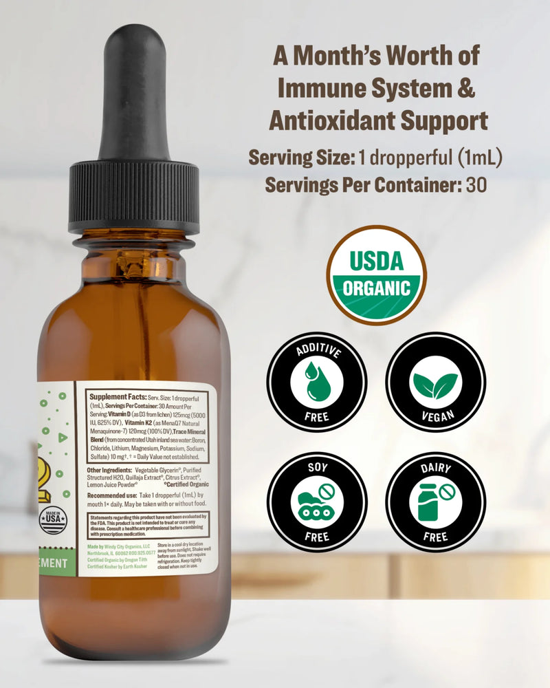 Organic Nano Vitamin D3 + K2 Tincture