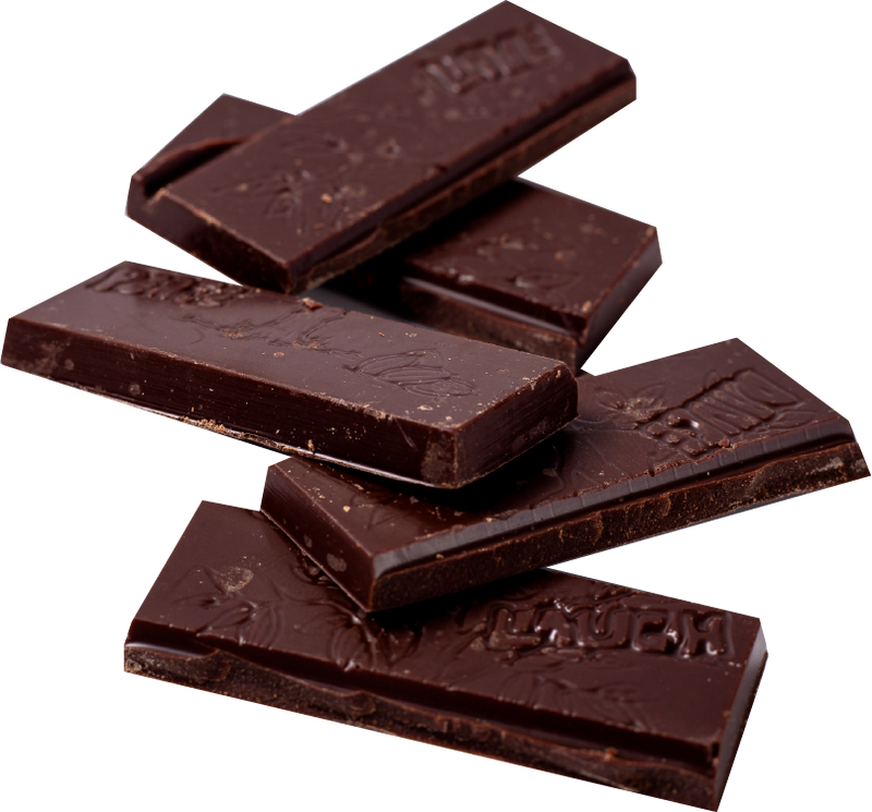 Pieces of delicious probiotic chocolate bar with mint