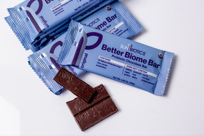 Pieces of delicious probiotic chocolate bar